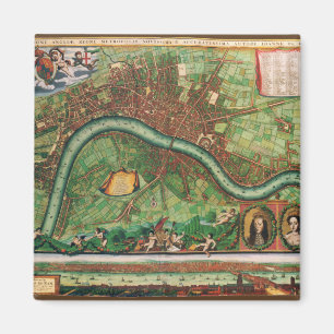Aimant Plan antique des rues de Londres par Johannes de R