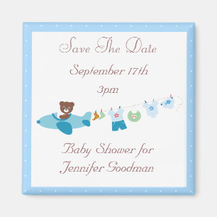 Aimant Plan & Cloison Bleu Enregistrer Le Baby shower Dat