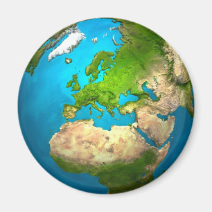 Aimant Planet Earth - Europe - Colorful Globe. Rendu 3d