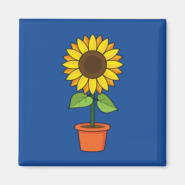 Aimant Plante de tournesol dans un pot (Devant)