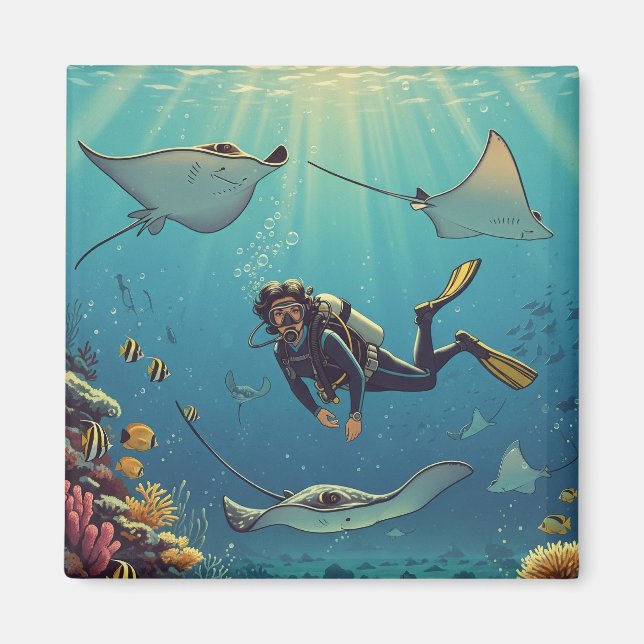 Aimant Plongée avec Stingrays (Devant)