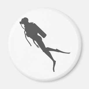 Aimant Plongeur de scuba en silhouette noire