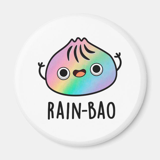 Aimant Pluie-bao Funny Arc-en-ciel Dimsum Bao Pun (Devant)