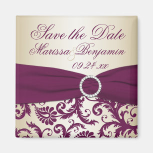 Aimant Plum et Champagne Mariage damassé Favoriser l'aima
