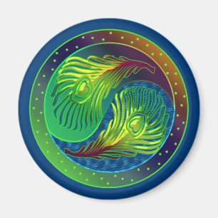 Aimant Plume Yin Yang 4 de paon