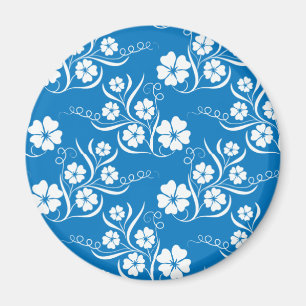 Aimant Plumeria blanc sur le motif bleu