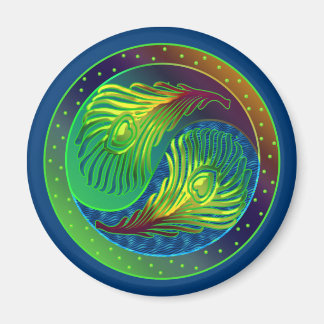 Aimant Plumes de paon Yin Yang 4