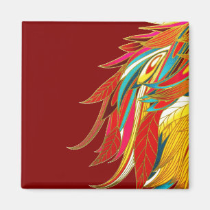 Aimant Plumes Exotiques Rouges