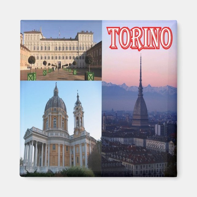 Aimant PMT011 TURIN, Mosaïque, Piémont, Italie, Frigo (Devant)
