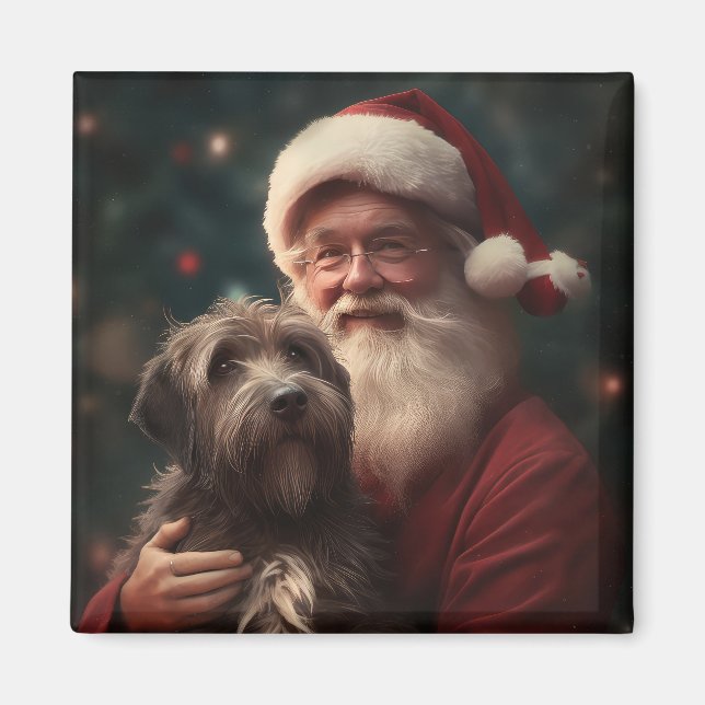 Aimant Pointeur à poils durs Griffon Noël du Père Noël (Devant)