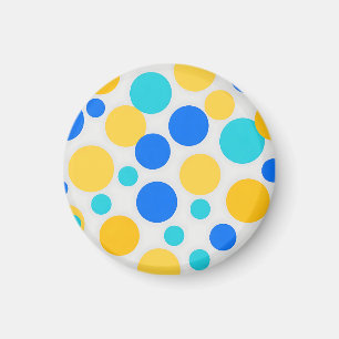 Aimant Points à pois turquoise jaune bleu