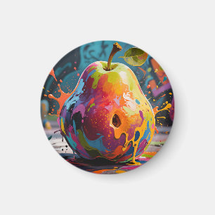 Aimant Poire Éclaboussure de Peinture Vibrante