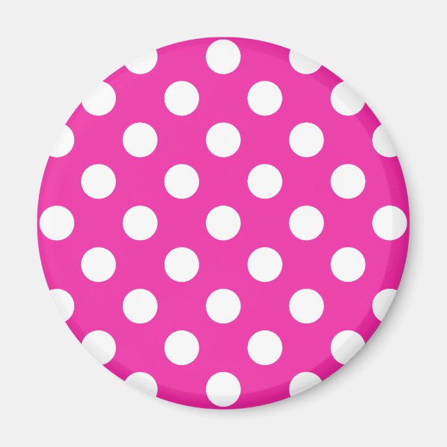Aimant Pois blancs sur fuchsia (Devant)