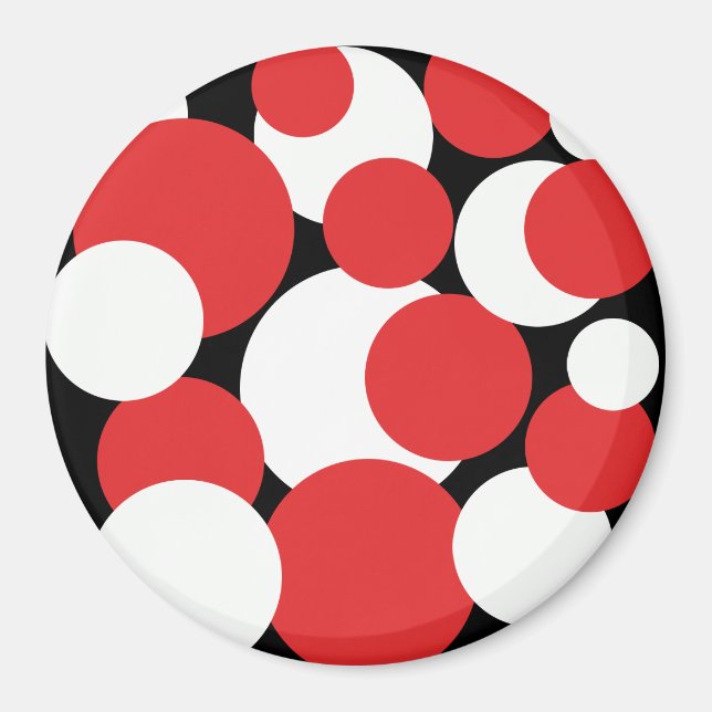 Aimant Pois noirs, blancs et rouges (Devant)