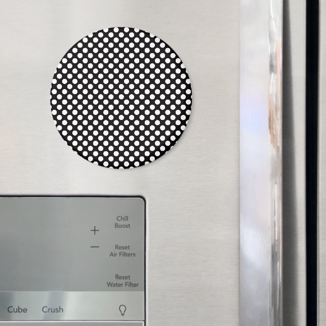 Aimant Pois noirs et blancs, Motif Polka (In situ (réfrigérateur))