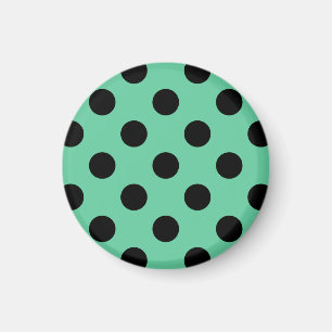 Aimant Pois noirs sur vert menthe