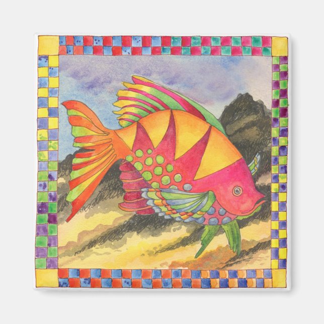 Aimant Poisson à À damiers frontière #4 (Devant)