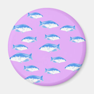 Aimant Poisson bleu sur lilas