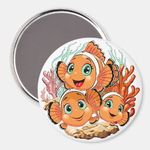 Aimant Poisson clown Dessin animé mignon Famille Sous l'e