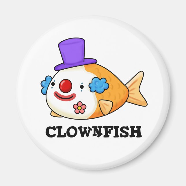 Aimant Poisson clownesque Funky Animal Poisson Pun (Devant)
