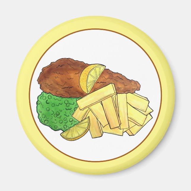 Aimant Poisson et chips Pois British Pub Restaurant Resta (Devant)