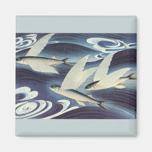 Aimant Poisson volant japonais vintage dans l'océan, Japo