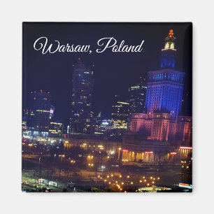 Aimant poland varsovie, ville de nuit, photographie moder
