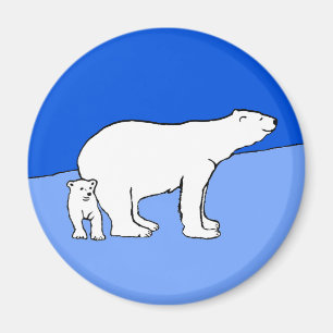 Aimant Polar Bear Mom and Cub Peinture - Wildlife Art