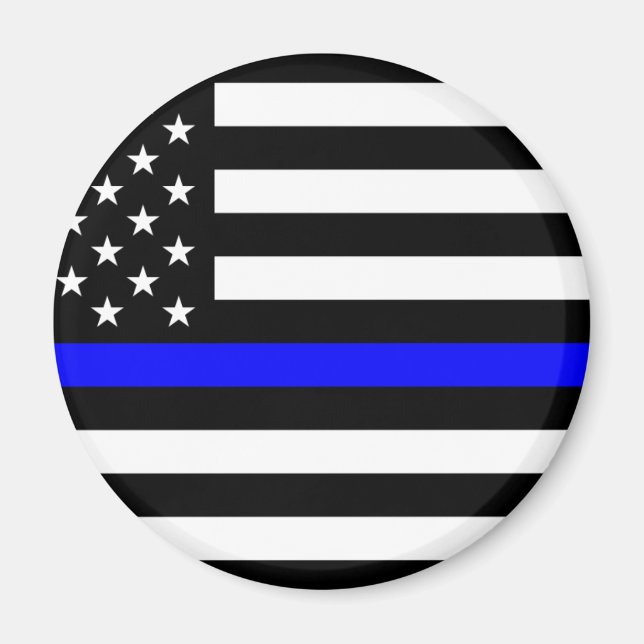 Aimant - Police à drapeau américain Ligne Bleue Mince (Devant)