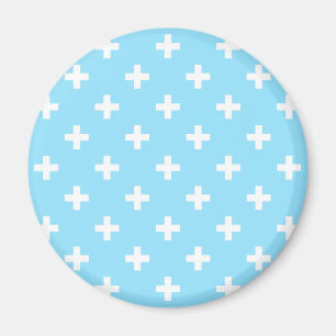 Aimant Polka blanche croise sur bleu bébé