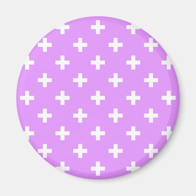 Aimant Polka blanche croise sur lilas (Devant)