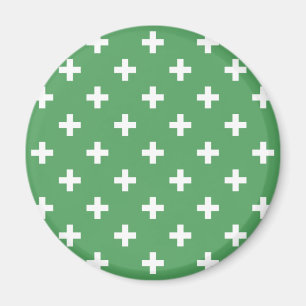 Aimant Polka blanche croise sur vert