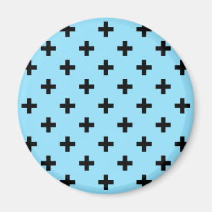 Aimant Polka noire croise sur le bleu bébé
