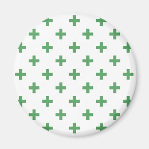 Aimant Polka verte croise sur blanc