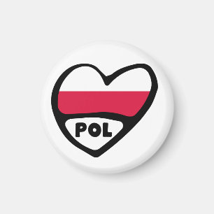Aimant Pologne Code du Pays Coeur du Drapeau, POL