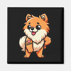 Aimant Poméranien I Love Grandma Funny Chien Tattoo