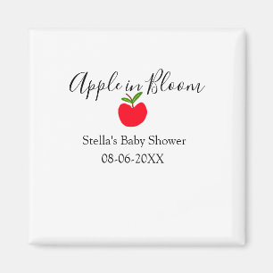 Aimant Pomme en fleurs baby shower pomme rouge nom date