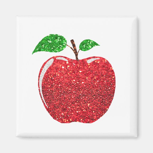 Aimant Pomme Faux Parties scintillant rouge (Devant)