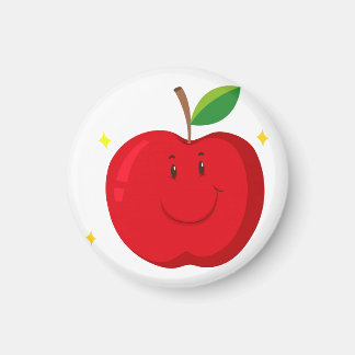 Aimant Pomme rouge avec un visage heureux