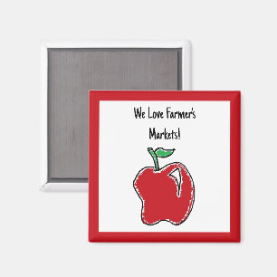 Aimant Pomme rouge dessinée à la main, dessin animé