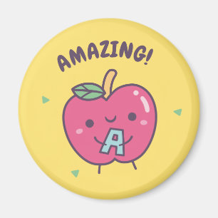Aimant Pomme Rouge Extraordinaire Avec Alphabet A, Motiva