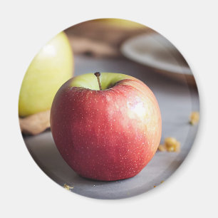 Aimant Pommes rouges fraîches sur la table, miettes de ta