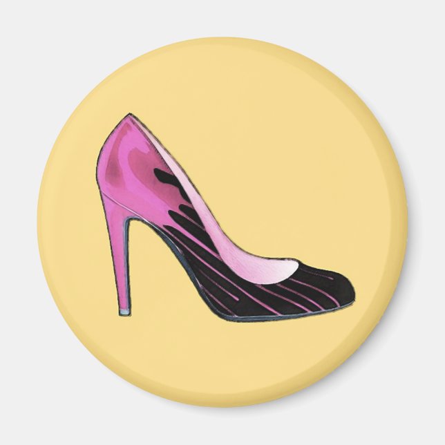 Aimant Pompe Stiletto, rose chaud sur orange (Devant)