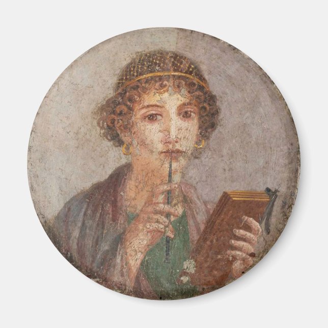 Aimant Pompeii Sappho Art romain Jeune femme Stylus Table (Devant)
