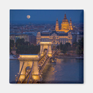 Aimant Pont à chaîne et Pleine lune à la nuit