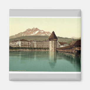 Aimant Pont de chapelle et vue de Pilatus, luzerne,