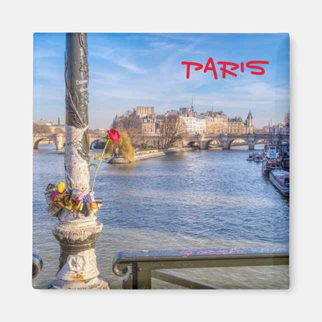 Aimant Pont des Arts le jour de la Saint Valentin - Paris (Devant)