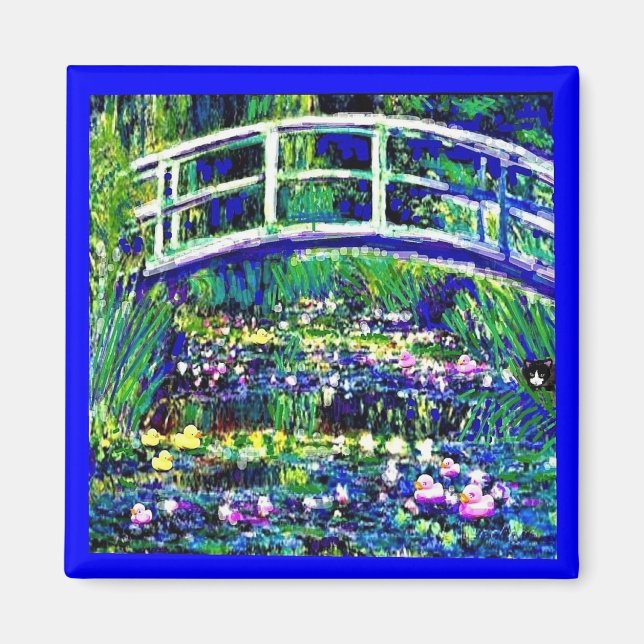 Aimant Pont japonais de Sheba, Chat, Parodie d'Art, (Devant)