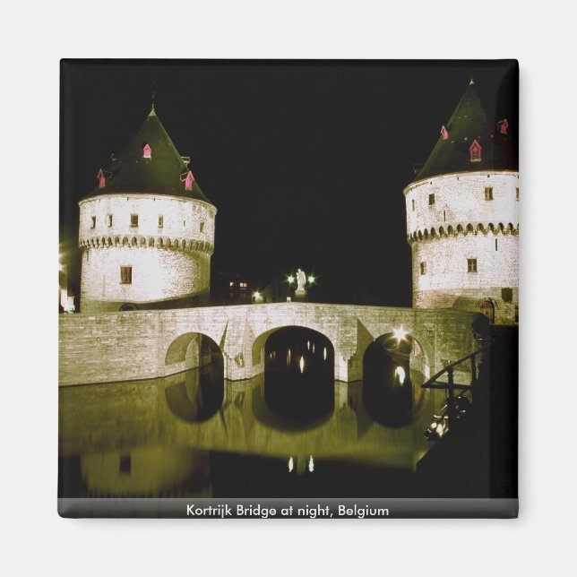 Aimant Pont Kortrijk la nuit, Belgique (Devant)