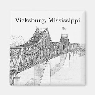 Aimant Pont Vicksburg MS River Noir et blanc